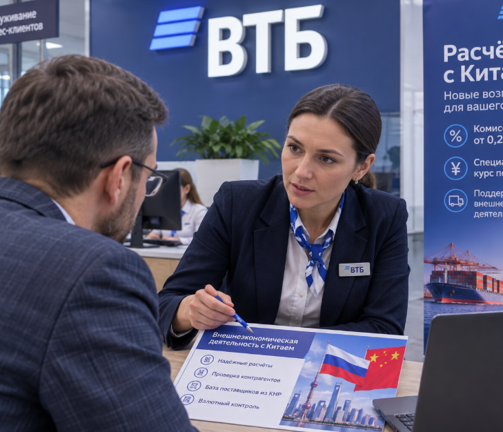 ВТБ запустил опцию расчётов с Китаем с комиссией от 0,2%