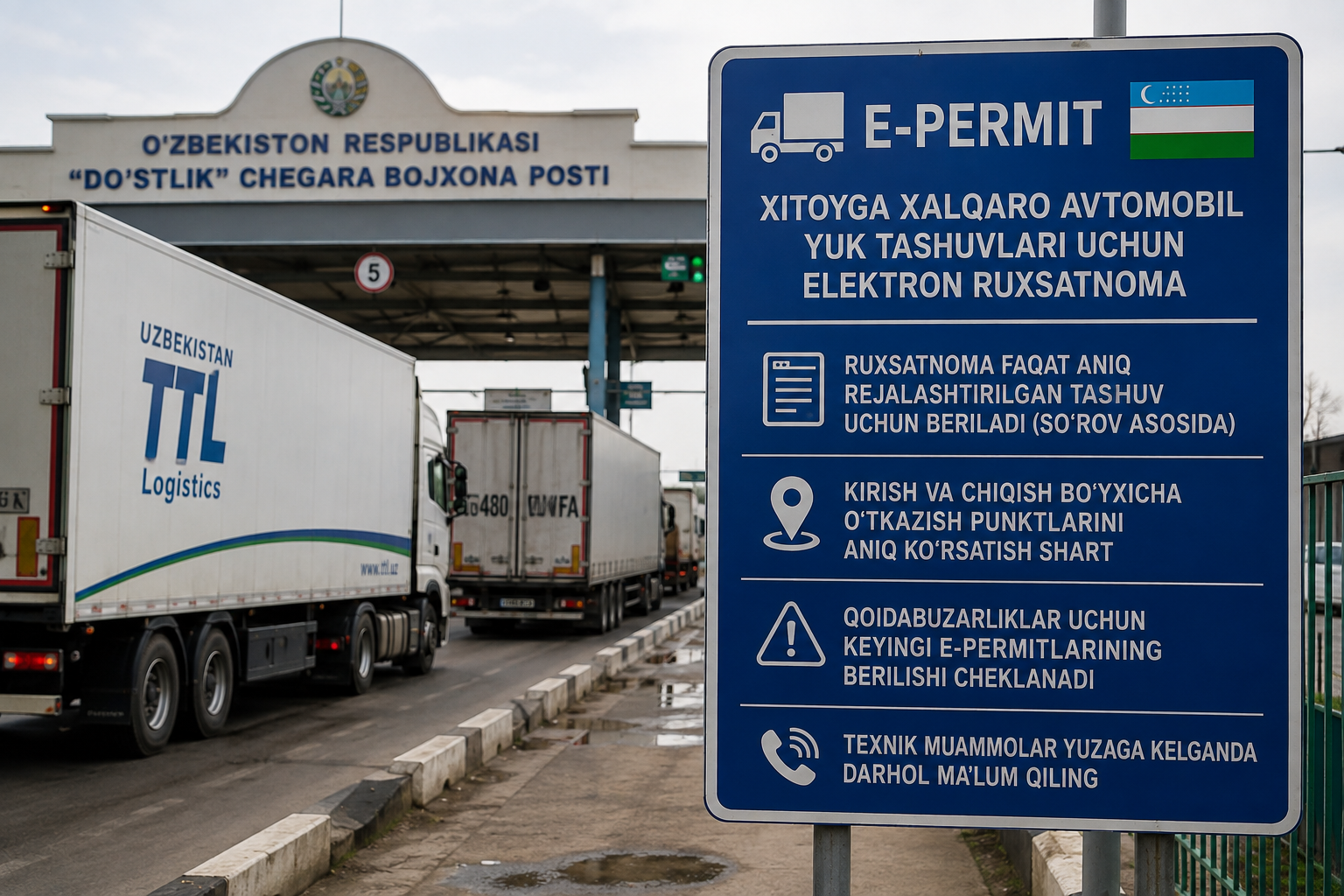 Узбекистан перевёл выдачу E-permit для перевозок в КНР на принцип запроса
